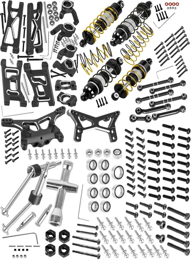 RCarmubWow RC Upgrades Part for L0S1 1/24 Micro-B,1/28 Micro-T,Driveshafts,Shocks,Shock Towers,A Arms,Caster Blocks,Steering Block,Stub Axle Carriers,Turnbuckles,Bearing & Screw Set,Black - Image 1